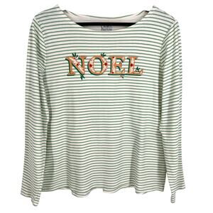 Croft & Barrow Womens Medium Christmas NOEL Holiday Long Sleeve Blouse Shirt Top